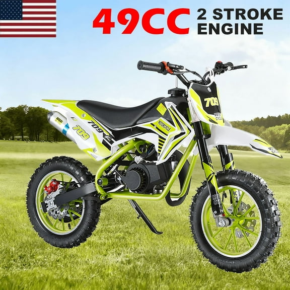 49cc Kids Dirt Bike Gas-Powered, 20 Mph Off-Road Motorcycle for Children Ages 6-12, High-Speed 2-Stroke Engine with Dual Disc Brakes & Anti-Slip Tires, 220 LBS Load Capacity, Beginner-Friendly Design