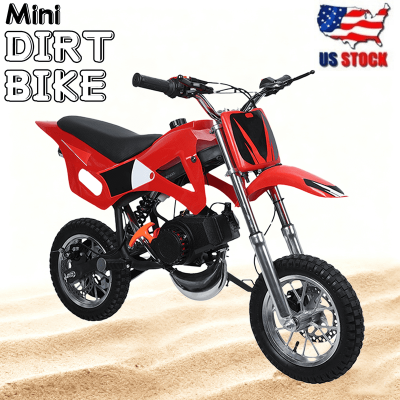 49cc Kids Dirt Bike Gas-Powered, 25 MPH Off-Road Motorcycle for Children Ages 6-12, High-Speed 2-Stroke Engine with Dual Disc Brakes & Anti-Slip Tires, 220 LBS Load Capacity, Beginner-Friendly Design