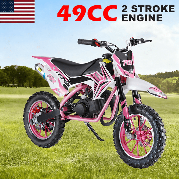 49cc Kids Dirt Bike,Toddler Gas Power Motocross Off Road Mini Motorcycle Vehicles Children Pocket Motorbike with Front Rear Disc Brakes Ideal Birthday for 6-12 Boys Girls