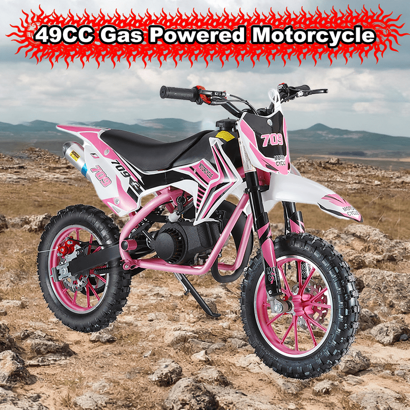 49cc Kids Dirt Bike, Upgrade Gas Dirtbike Off Road Mini Motorcycle Gas Power Motocross Vehicles, Children Pocket Motorbike with Dual Disc Brakes, Ideal Gift for 8-16 Boys Girls, Loading 220LBS