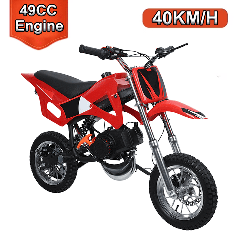 49cc Kids Dirt Bike, Upgrade Gas Dirtbike Off Road Mini Motorcycle Gas Power Motocross Vehicles, Children Pocket Motorbike with Dual Disc Brakes, Ideal Gift for 8-16 Boys Girls, Loading 220LBS