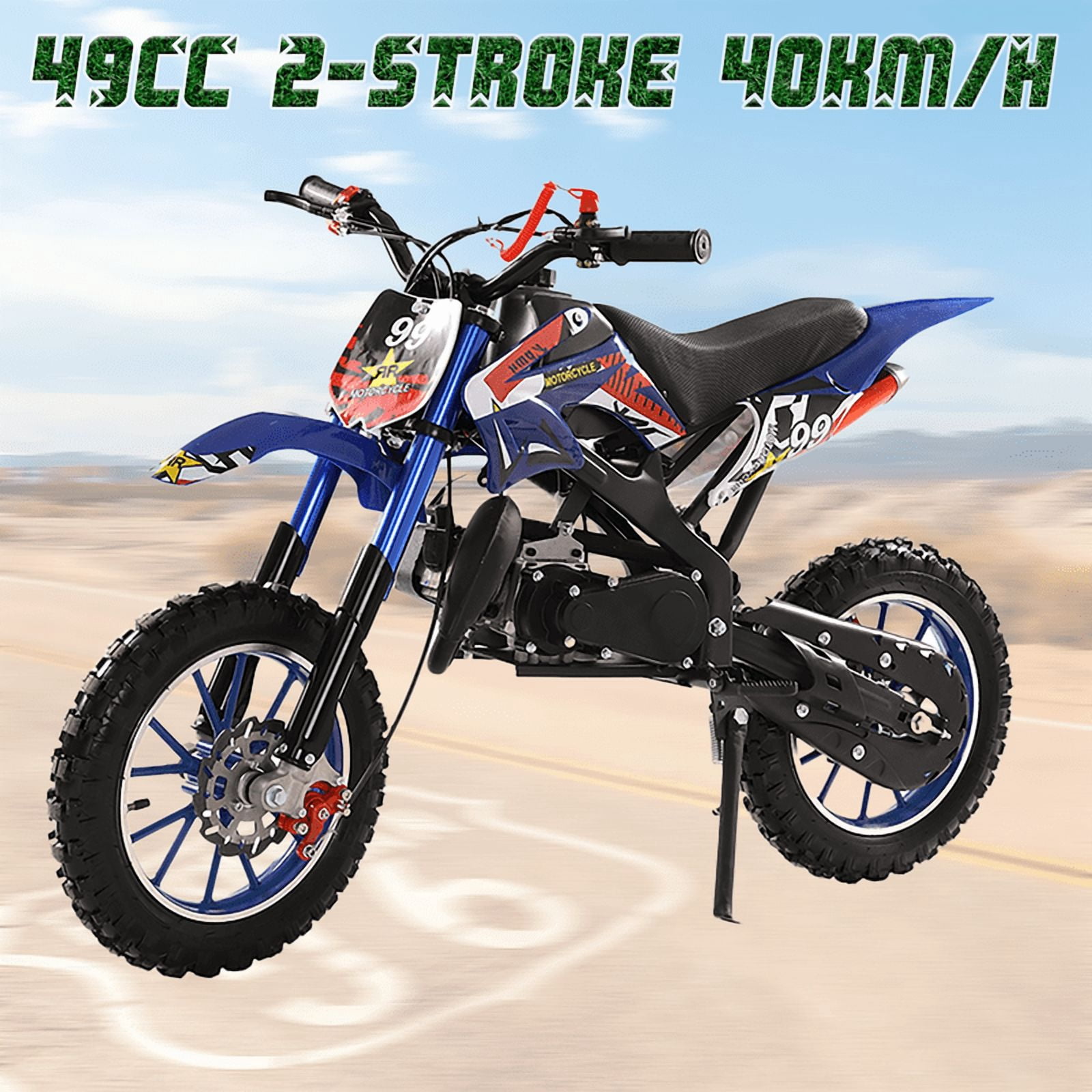 49cc Kids Dirt Bike, Upgrade Gas Dirtbike Off Road Mini Motorcycle Gas Power Motocross Vehicles, Children Pocket Motorbike with Dual Disc Brakes, Ideal Gift for 8-16 Boys Girls, Loading 220LBS