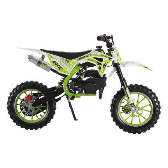 49cc Kids Dirt Bike - Upgraded Off-Road Motorcycle w/Dual Disc Brakes, 10" Tires & Shock Absorbers, Max 40km/h, 150kg Capacity
