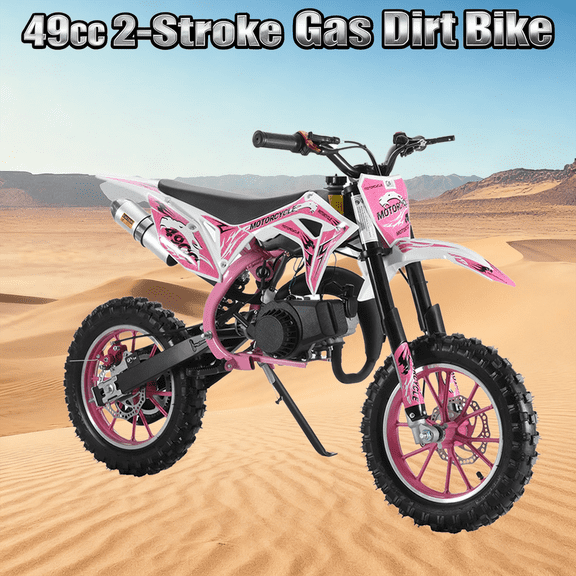 49cc Mini Dirt Bike,Gas Power 2-Stroke motos para niños Kids Dirt Bikes Mini Bike Gas Powered Off Road Trail Bike Gas-Power Motocross with Front Rear Disc Brakes Uphill and Off-Road Conditions