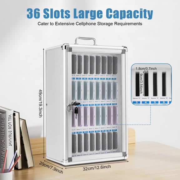 49cm Cell Phone Storage Cabinet w/ Keys 36 Slots Rectangular Cell Phones Locker