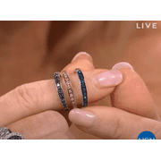 49ctw Black, Blue & Champagne Diamond Silver Band Rings   Set of 3 Size 6