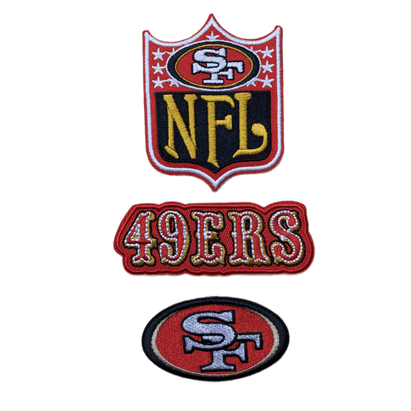 49ers Football Iron-On Embroidered Patches (3-Piece Set)