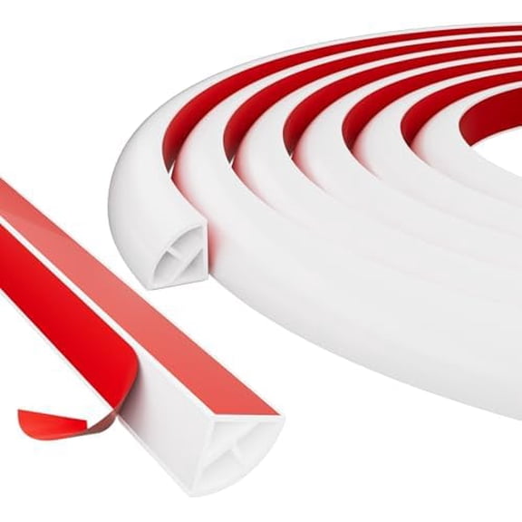 49ft/15m Flexible Peel and Stick Quarter Round Molding Trim for Walls,Bendable 1/4 Round Rubber Floor Shoe Molding,Crown Moulding Ceiling Border Trim,Double Adhesive Caulk Strip,White