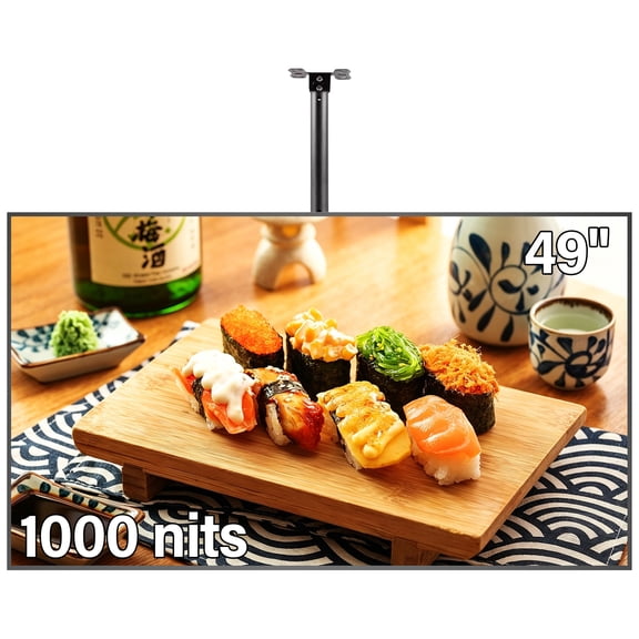 49inch Slim Fit Frameless Digital Kiosk, 4K UHD 1000nits High Brightness Digital Signage, LCD Monitor Advertising Screen, CMS/U-Disk Plug&Play, 7/24 Timer Switch, HDMI/USB/WiFi/Android 11OS