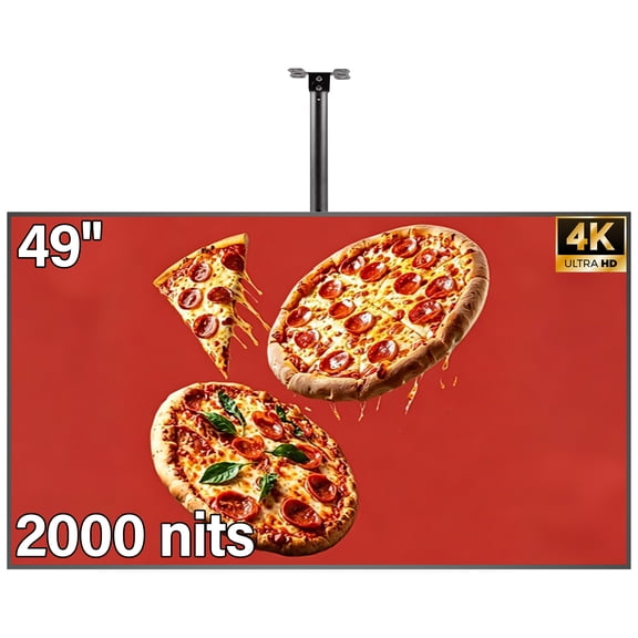 49inch Slim Fit Frameless Digital Kiosk, 4K UHD 2000nits High Brightness Digital Signage, LCD Monitor Advertising Screen, CMS/U-Disk Plug&Play, 7/24 Timer Switch, HDMI/USB/WiFi/Android 11OS