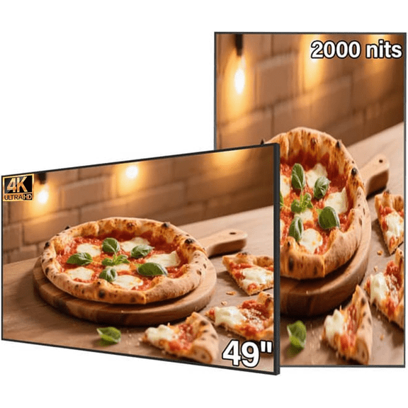49inch Slim Fit Frameless Digital Kiosk, 4K UHD 2000nits High Brightness Digital Signage, LCD Monitor Advertising Screen, CMS/U-Disk Plug&Play, 7/24 Timer Switch, HDMI/USB/WiFi/Android 11OS