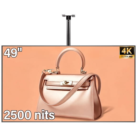 49inch Slim Fit Frameless Digital Kiosk, 4K UHD 2500nits High Brightness Digital Signage, LCD Monitor Advertising Screen, CMS/U-Disk Plug&Play, 7/24 Timer Switch, HDMI/USB/WiFi/Android 11OS
