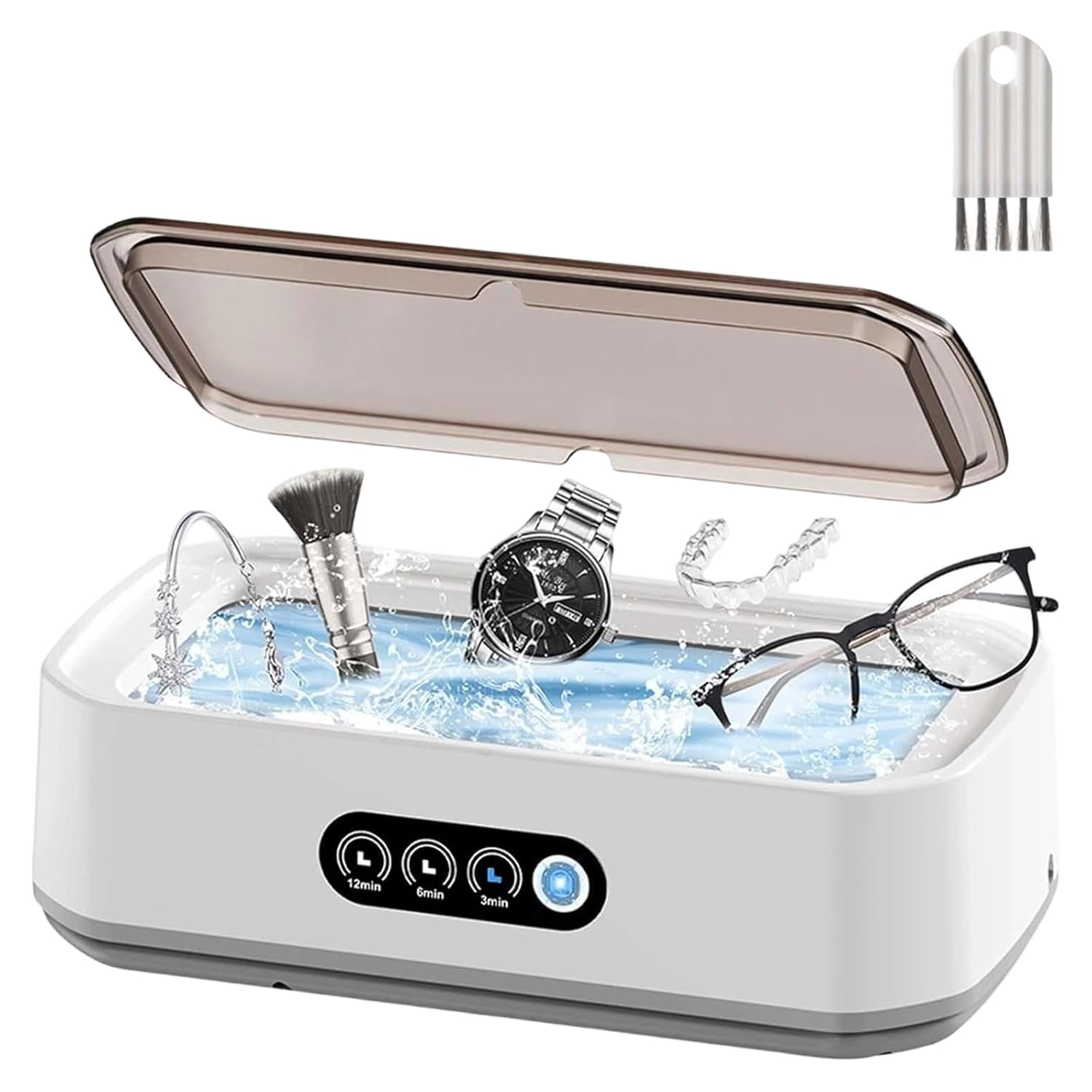 49kHz Professional Ultrasonic Jewelry Cleaner, 650ml Stainless Steel Tank with 3 Timers for Eyeglasses, Rings, Watches, Dentures and Retainers (K)