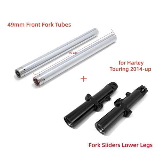 49mm Lower Slider Fork Legs + Fork Tubes for Harley Touring Electra Glide 14-up 2014 2015 2016 2017 2018 2019 2020 2021 2022 2023 2024 OEM 45500109 45500111