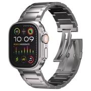 49mm Titanium Band for Apple Watch Ultra 2 & 1 - Upgraded Folding Buckle, Durable Link, iWatch Strap, DLC Coating, Waterproof, One Size Fits All Bracelet in Titanium by Ultra Supply Co.