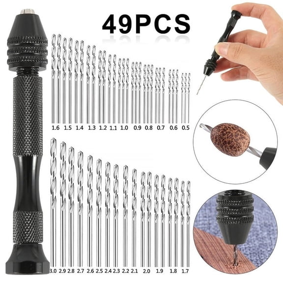 49pcs 0.5mm-3mm Precision Drill Bits Micro with Hand Drill Rotary Tool