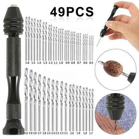 49pcs 0.5mm-3mm Precision Drill Bits Micro with Hand Drill Rotary Tool