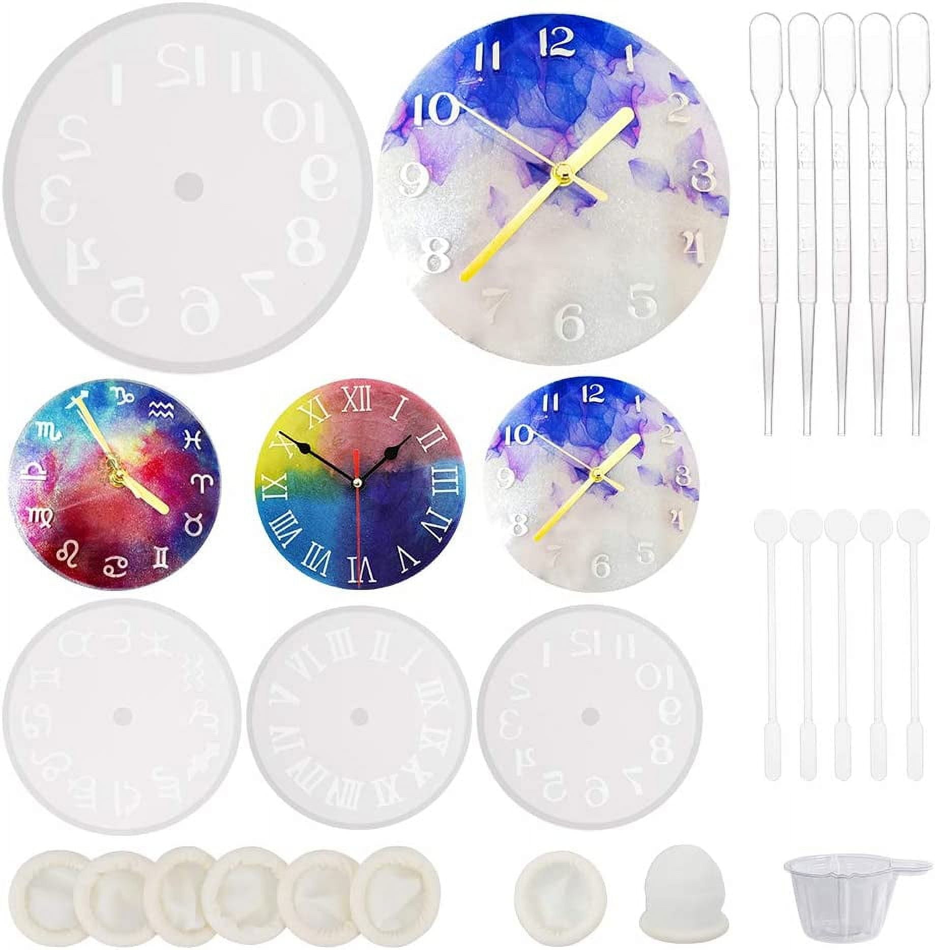 49pcs Clock Resin Mold Roman Numerals Constellation Silicone Mold Epoxy Clock Silicone Resin Mold Kit with Tools
