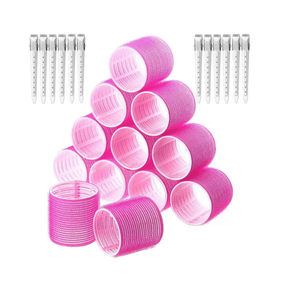 49pcs Set Heatless Velcro Rollers includes 24 Rollers with 24 Clips, 1 Comb