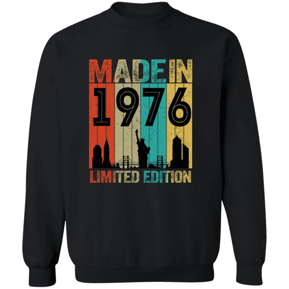 49th Birthday Made In 1976 49 Years Old Born In New York 49 Years Of Being Awesome Crewneck Pullover Sweatshirt