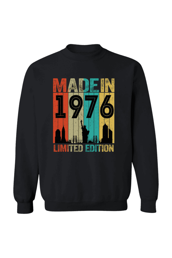 49th Birthday Made In 1976 49 Years Old Born In New York 49 Years Of Being Awesome Crewneck Pullover Sweatshirt