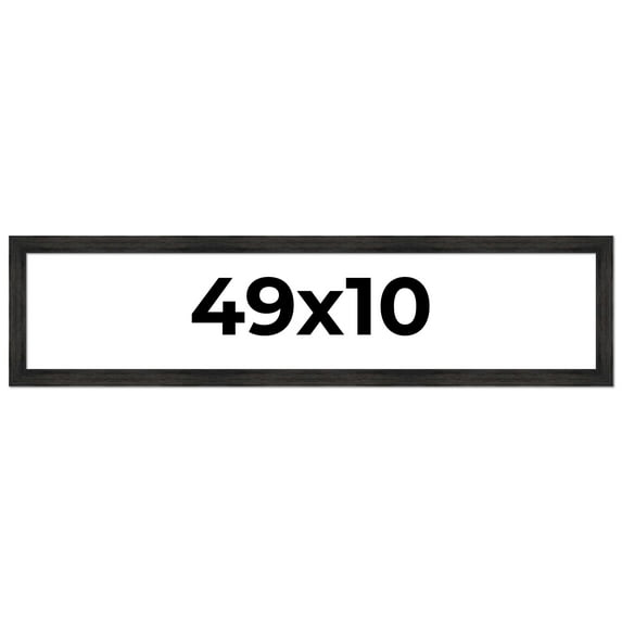 49x10 Frame Black Rustic Barnwood Solid Wood Picture Frame | 1.5 Inch Moulding Width | Includes UV