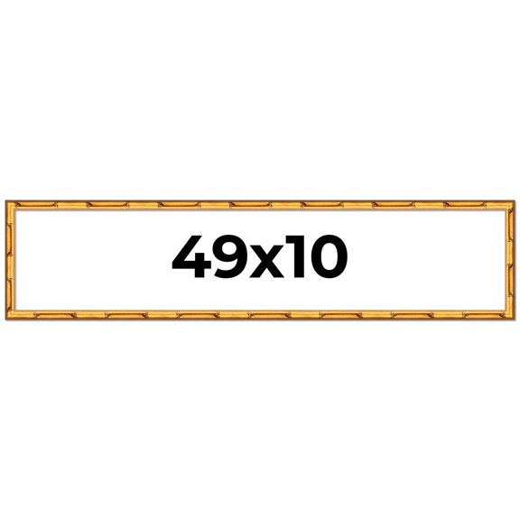 49x10 Frame Gold Bamboo Picture Frame - Complete Modern Photo Frame Includes UV Acrylic Shatter