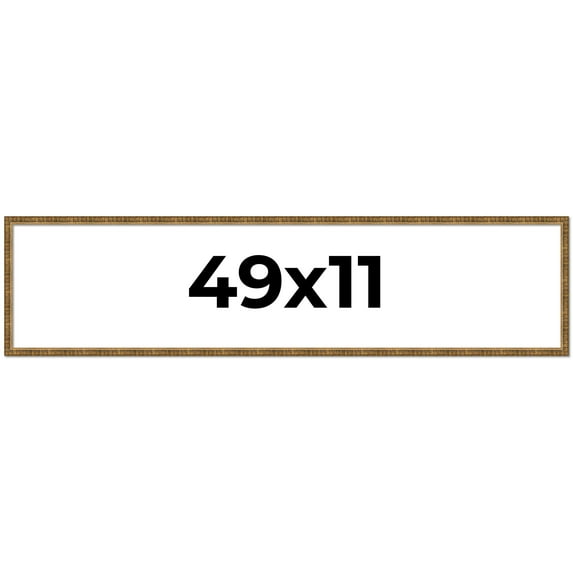 49x11 Frame Gold Solid Wood Picture Frame - Complete Modern Photo Frame Includes UV Acrylic