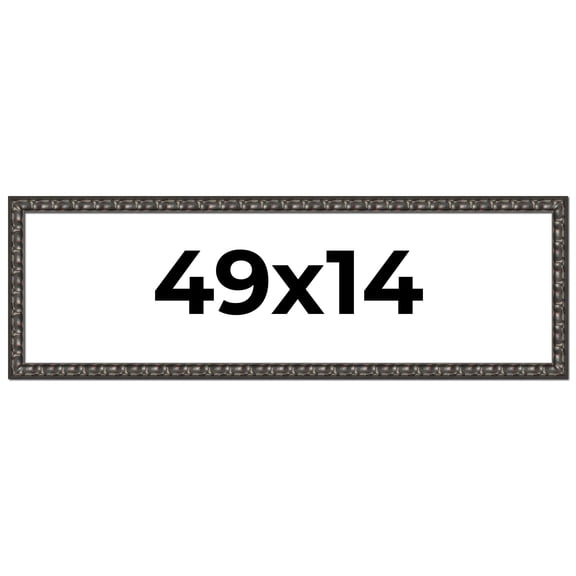 49x14 Frame Black-Brown Medieval Solid Wood Picture Frame | 1.5 Inch Moulding Width | Gotham