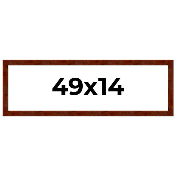 49x14 Walnut Brown Veneer Real Wood Picture Frame Width 1.75 inches | Interior Frame Depth 0.5