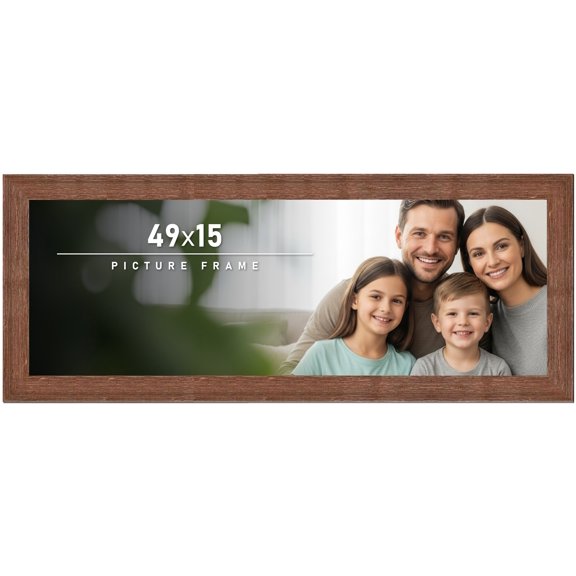 49x15 Frame Brown Distressed Barnwood Picture Frame | Rustic Farmhouse Photo Frame Includes UV