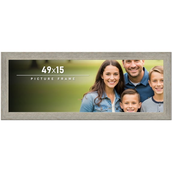 49x15 Frame Gray Barnwood Rustic Solid Wood Picture Frame | 1.5 Inch Moulding Width | Includes UV