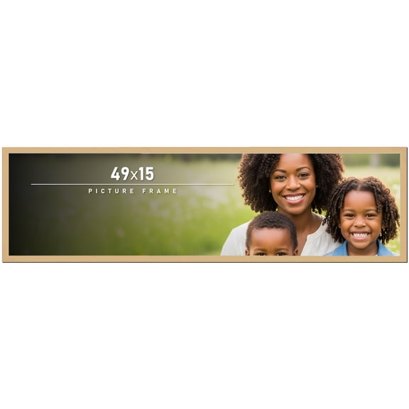 49x15 Frame Natural Wood Picture Frame | 0.75 Inch Moulding Width | with UV Acrylic Plexiglass,