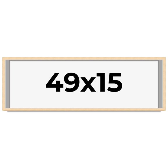 49x15 Frame Natural Wood Picture Frame | 0.75 Inch Moulding Width | with UV Acrylic Plexiglass,