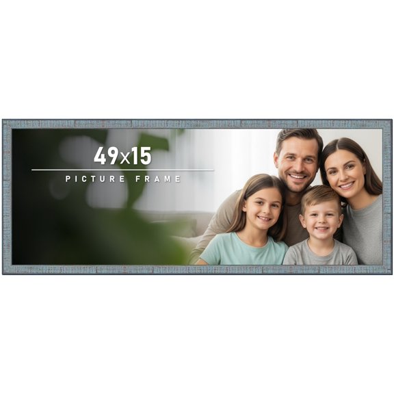 49x15 Frame Rustic Sky Blue Solid Wood Picture Frame | 0.75 Inch Moulding Width |Includes UV