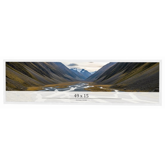 49x15 Frame White Real Wood Picture Frame Width 0.75 inches | Interior Frame Depth 0.5 inches |
