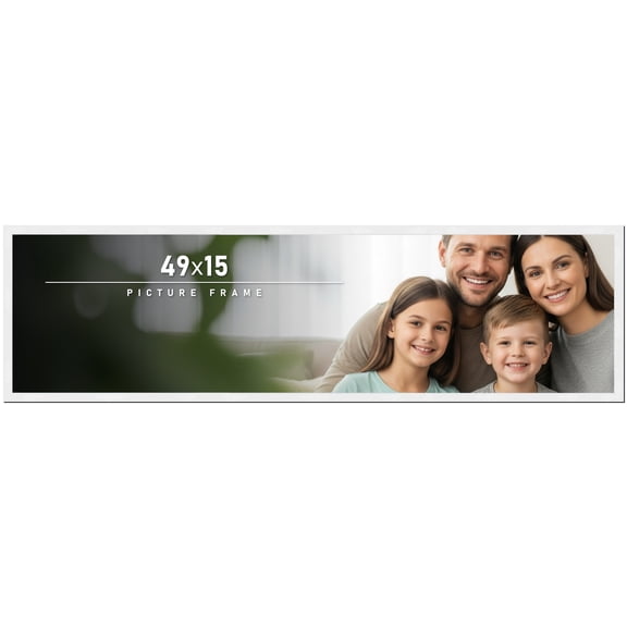 49x15 Frame White Solid Wood Picture Frame Includes UV Acrylic Shatter Guard Front, Acid Free Foam