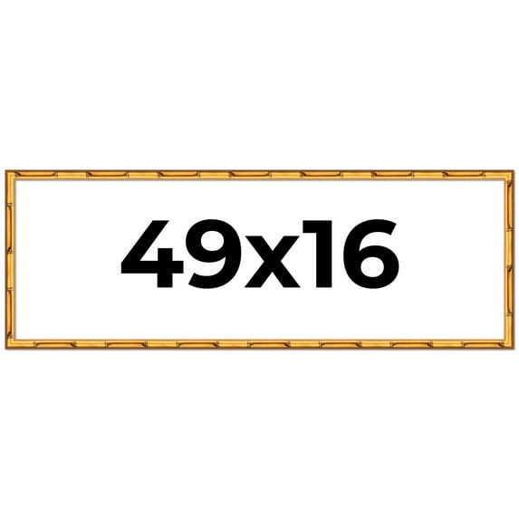 49x16 Frame Gold Bamboo Picture Frame - Complete Modern Photo Frame Includes UV Acrylic Shatter