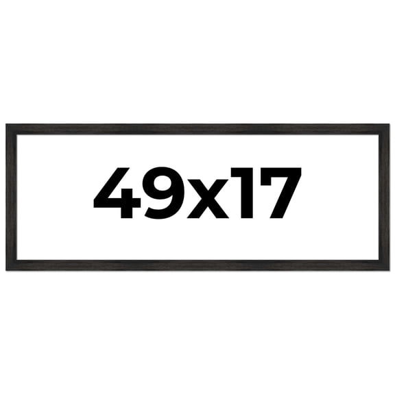49x17 Frame Black Rustic Barnwood Solid Wood Picture Frame | 1.5 Inch Moulding Width | Includes UV