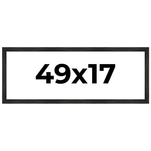 49x17 Frame Black Rustic Barnwood Solid Wood Picture Frame | 1.5 Inch Moulding Width | Includes UV
