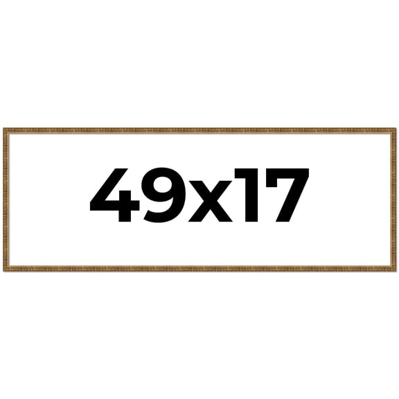 49x17 Frame Gold Solid Wood Picture Frame - Complete Modern Photo Frame Includes UV Acrylic