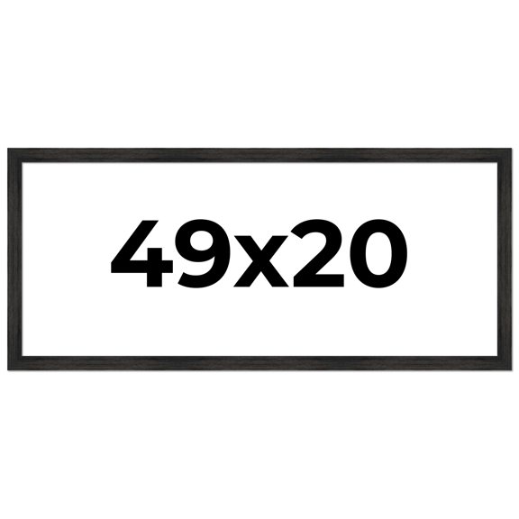 49x20 Frame Black Rustic Barnwood Solid Wood Picture Frame | 1.5 Inch Moulding Width | Includes UV