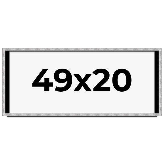 49x20 Frame Brushed Silver Solid Wood Picture Frame | 0.75 Inch Moulding Width | Rabbet Depth 0.75