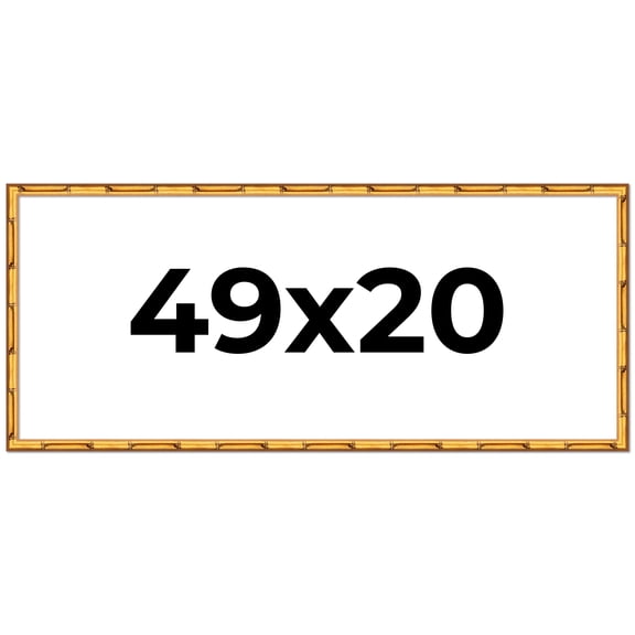 49x20 Frame Gold Bamboo Solid Wood Picture Frame | 0.75 Inch Moulding Width | Interior Frame Depth