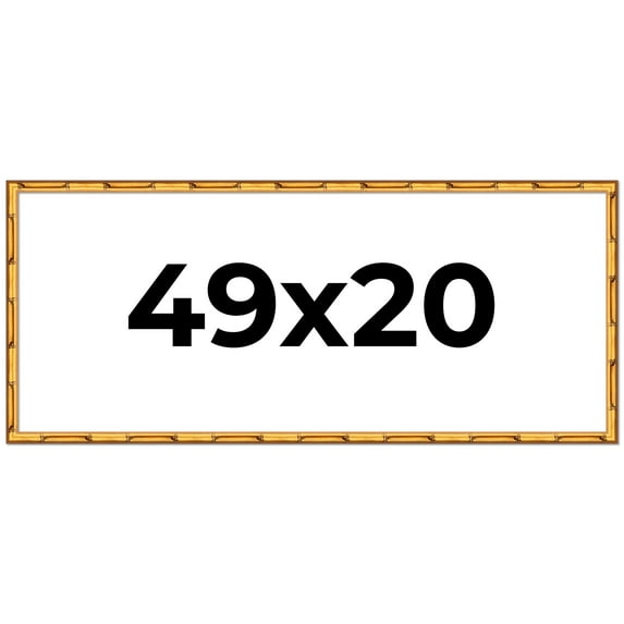 49x20 Frame Gold Bamboo Solid Wood Picture Frame | 1 Inch Moulding Width | Interior Frame Depth