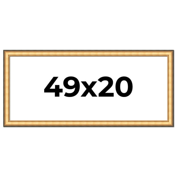 49x20 Frame Gold Plein Aire Solid Wood Picture Frame Width 2 Inches | Interior Frame Depth 0.5