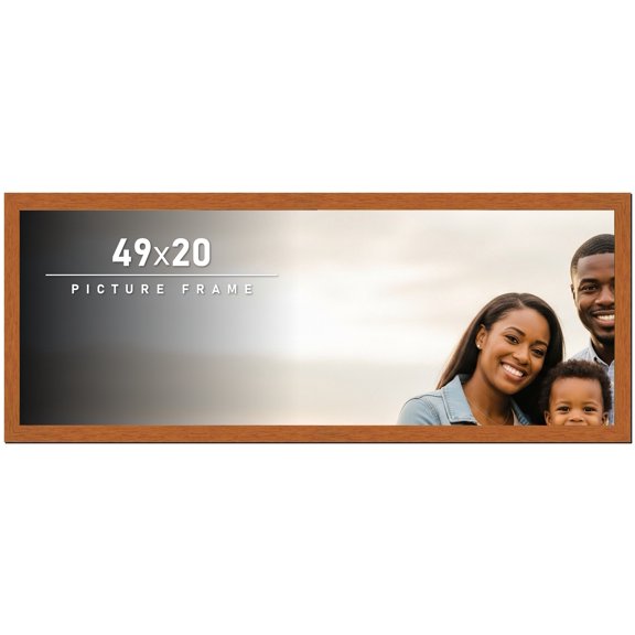 49x20 Frame Honey Pecan Brown Picture Frame - Modern Photo Frame Includes UV Acrylic Shatter Guard