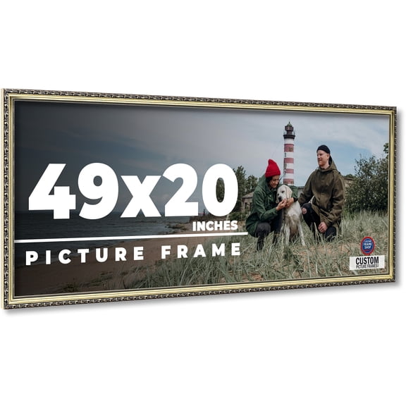 49x20 Frame Silver Solid Wood Picture Frame Width 1.125 Inches | Interior Frame Depth 0.375 Inches