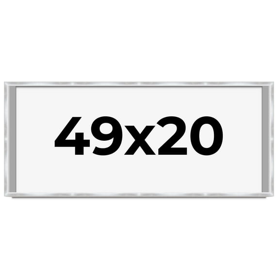 49x20 Frame Silver Whitewashed Wood Grain Solid Wood Shadow Box | 0.75 Inch Moulding Width | 0.75
