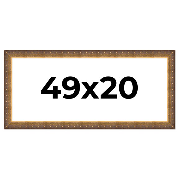 49x20 Frame Vintage Gold Solid Wood Picture Frame | 2.5 Inch Moulding Width | Ornate Bronze Museo